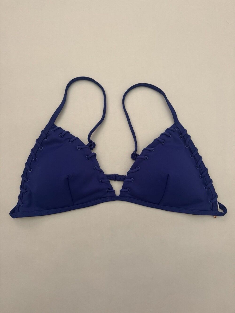 Good American 2XL Capri Blue Lace Up Triangle Bikini Top NWT Swim MSRP $79